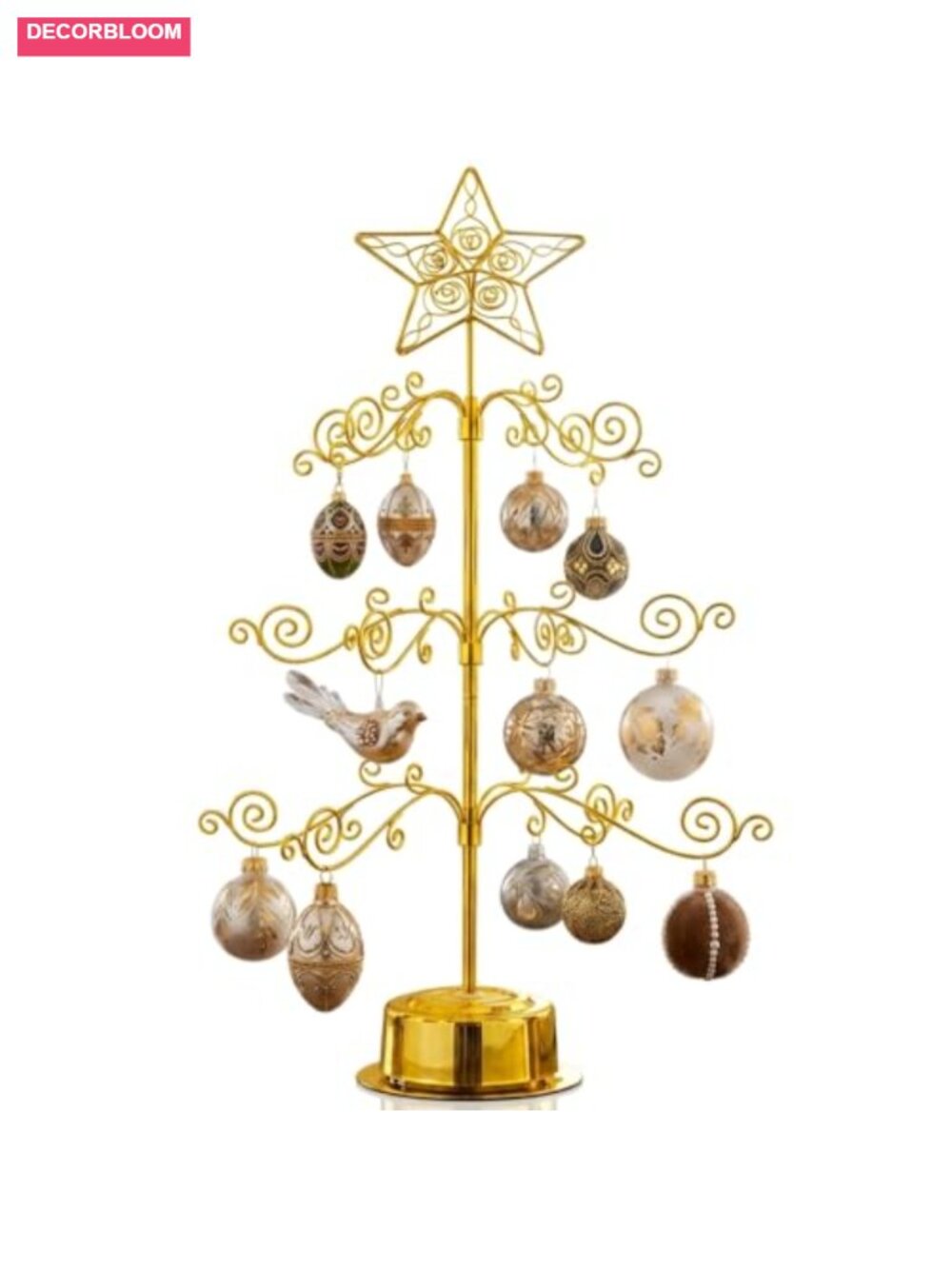 24" Rotating Ornament Display Stand Metal Tree 36 Hooks Tabletop